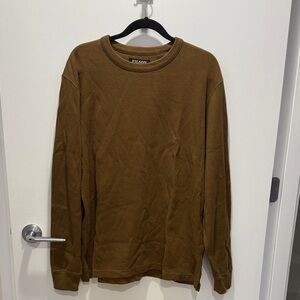 Filson Men’s Waffle Knit Crew neck Brown Long Sleeve Size Large